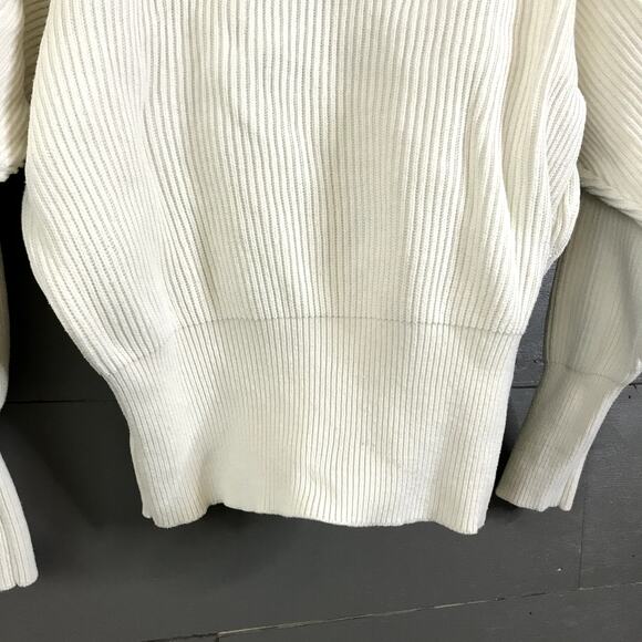 Free People Knitted Ribbed V Neck Sweatshirt Cream White Cropped Womens Size XS - Picture 4 of 5